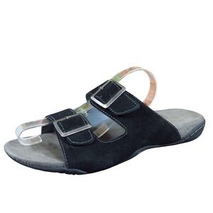 J-41 Pingree Women's Size 10 Black Leather Slide Sandals Casual Comfort